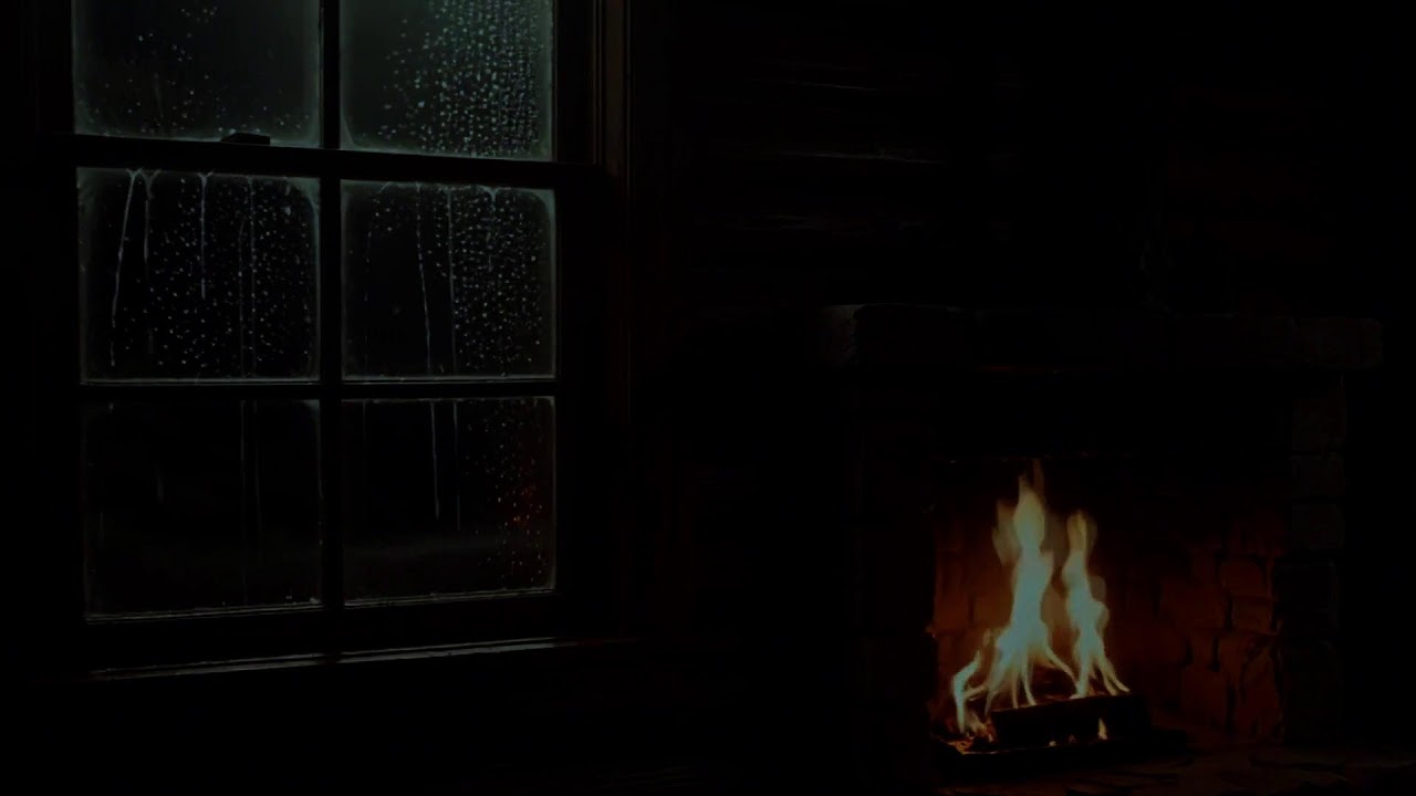 Rain on Window Sounds & Crackling Fireplace for Sleep and Relaxation 4K