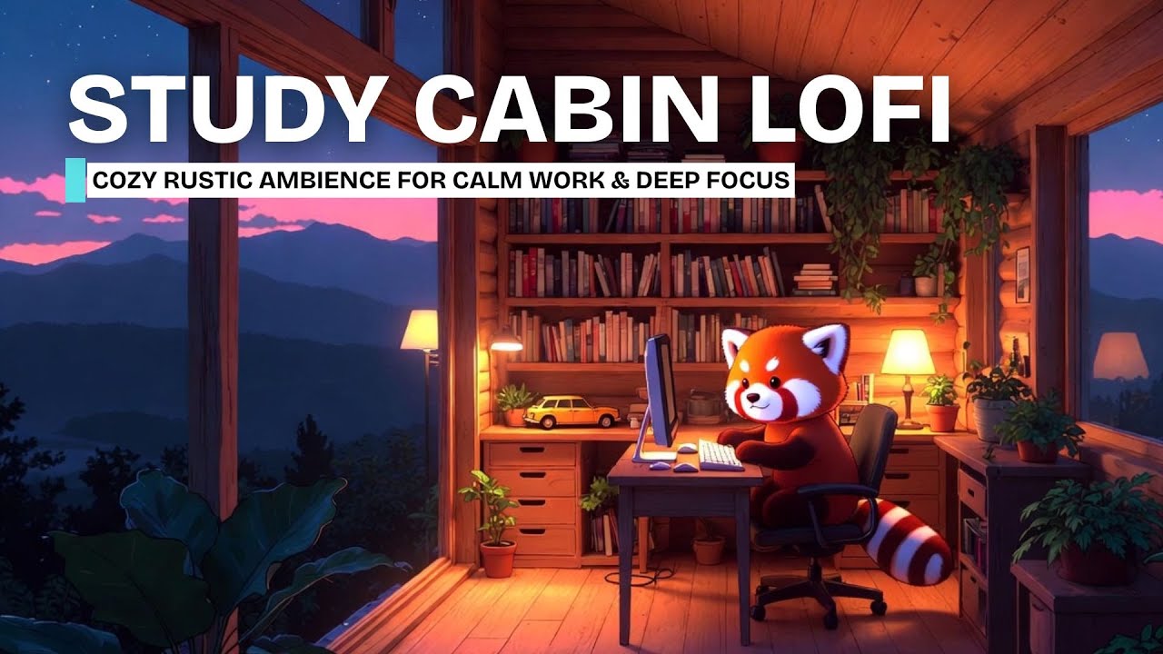 Study cabin lofi 🪵 cozy rustic ambience for calm work & deep focus