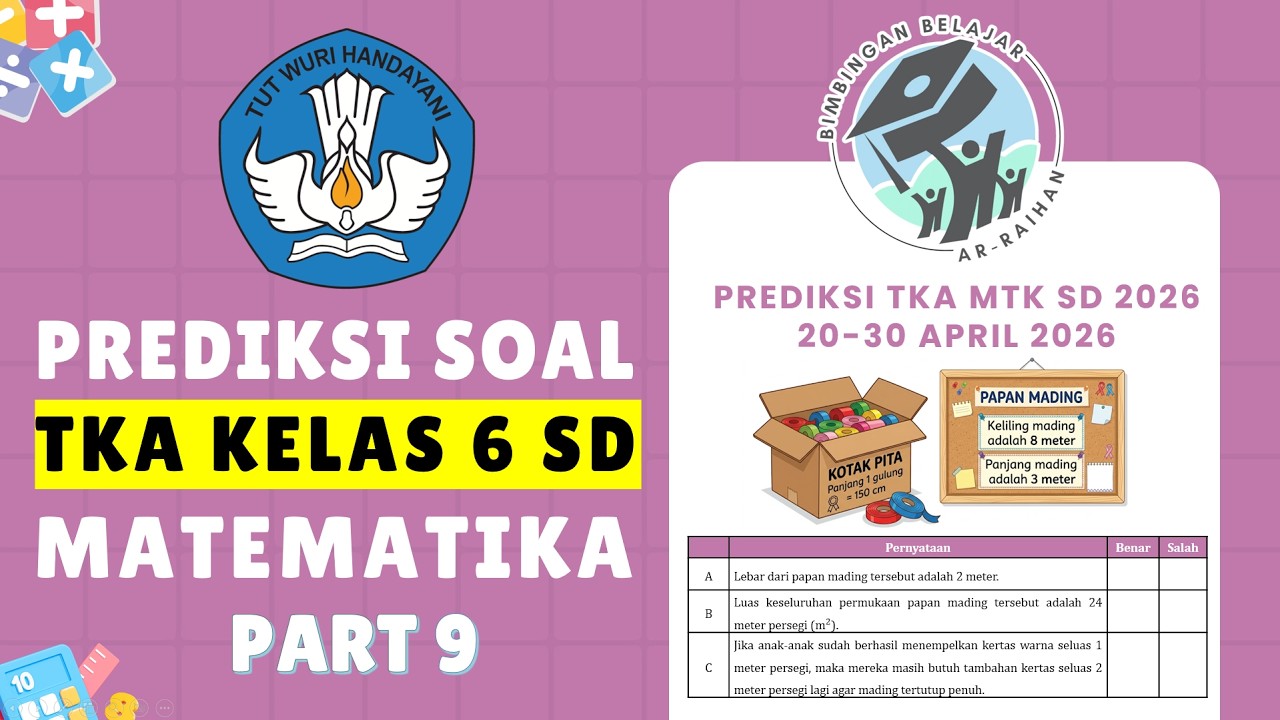 PART 9 PREDIKSI SOAL TKA MATEMATIKA SD 2026 (20-30 APRIL 2026) | BUKAN BOCORAN SOAL TKA 2026 SD SMP