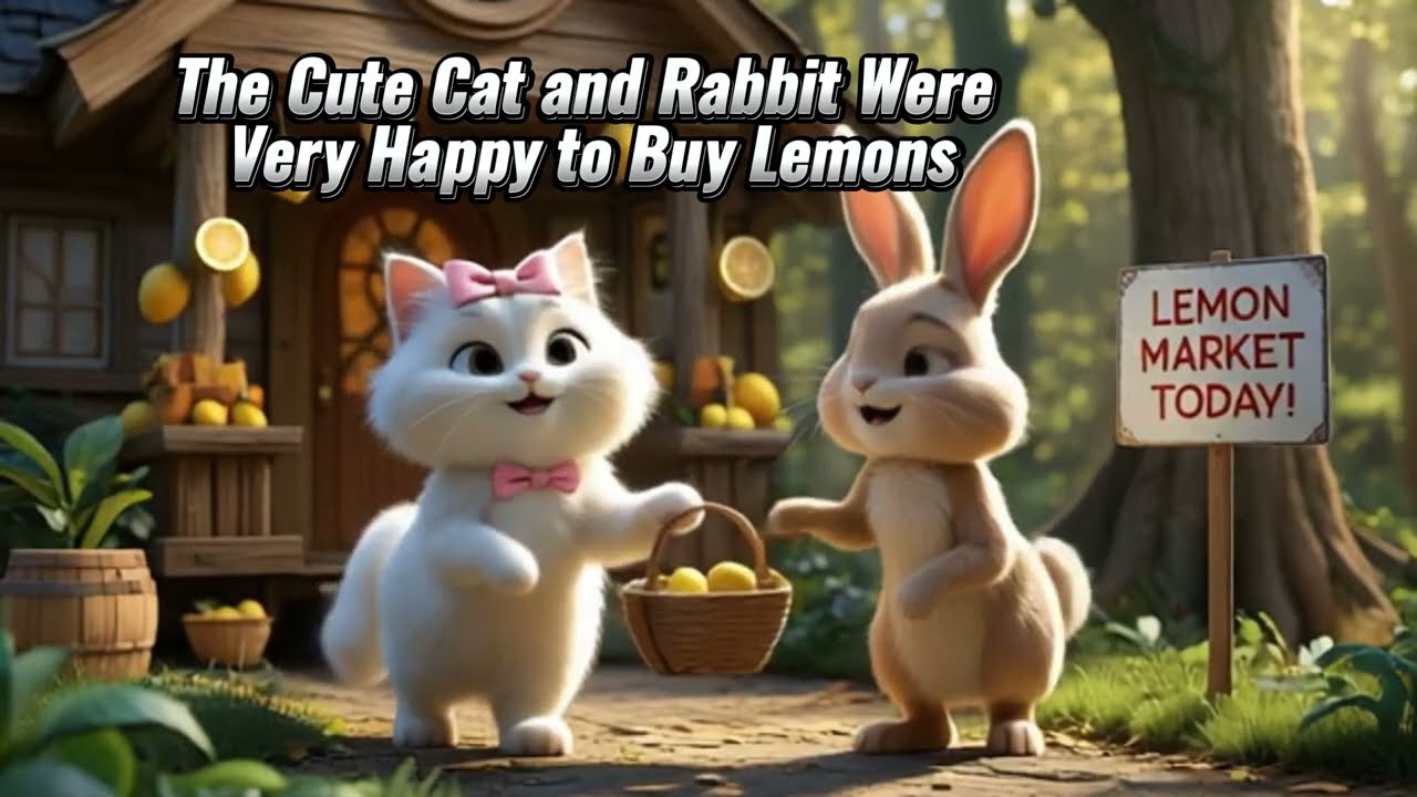 The Cute Cat and Rabbit Were Very Happy to Buy Lem🐱#rabbit #cat #animation #funny