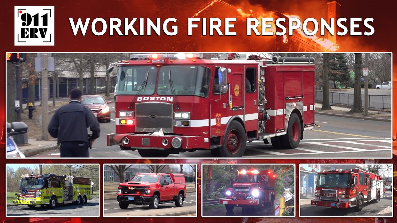 Fire Trucks and Ambulances Responding to Working Fires Compilation