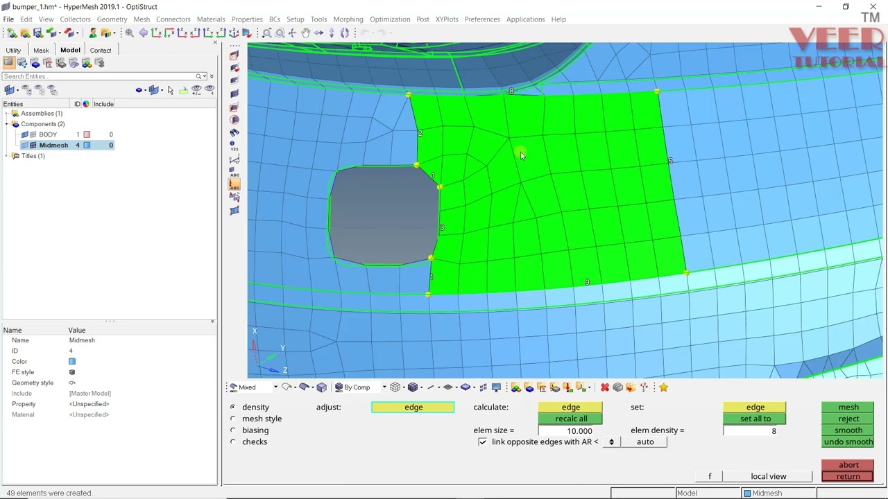 Hypermesh | Plastic Meshing | Auto MidMesh tool 2/2
