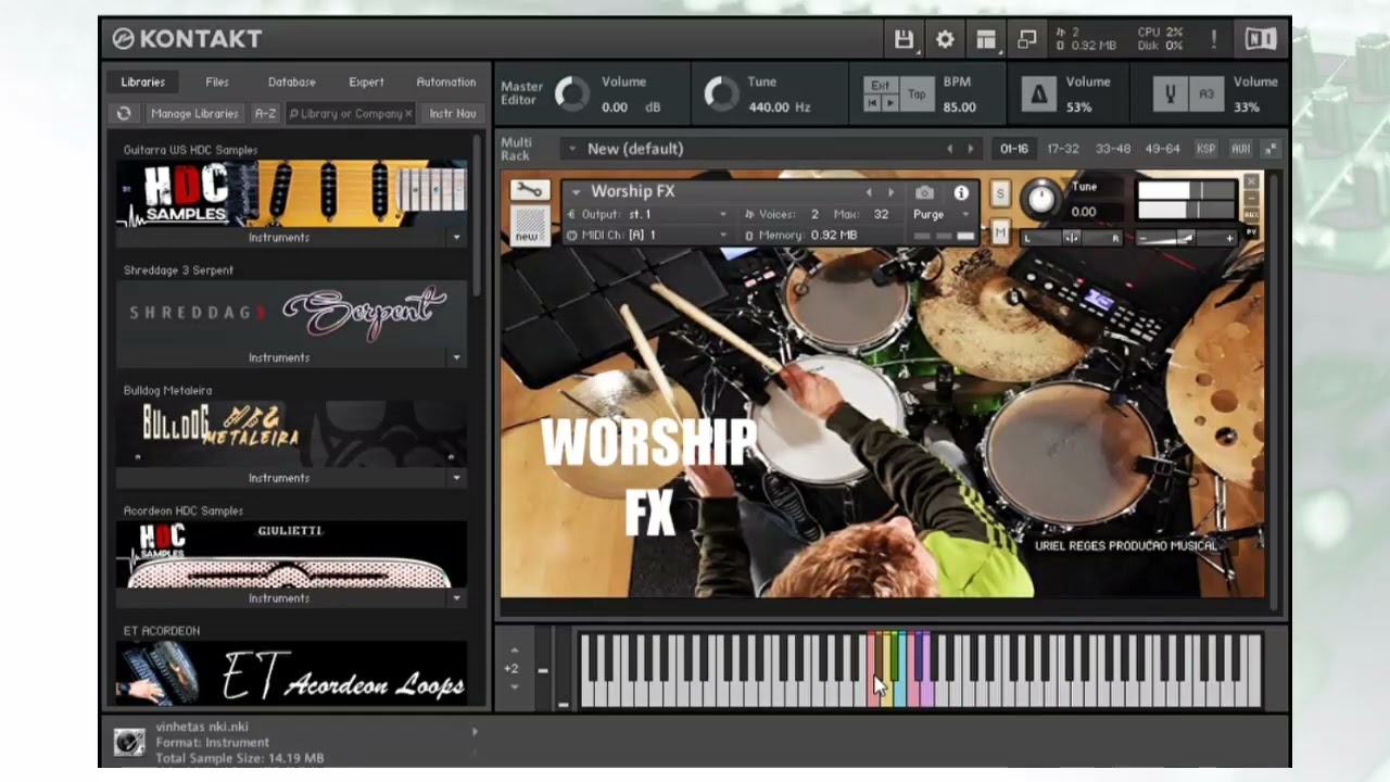 Worship FX|Drum pad|Efeitos sonoros eletr&ocirc;nicos para Kontakt gr&aacute;tis (Leia a descri&ccedil;&atilde;o)