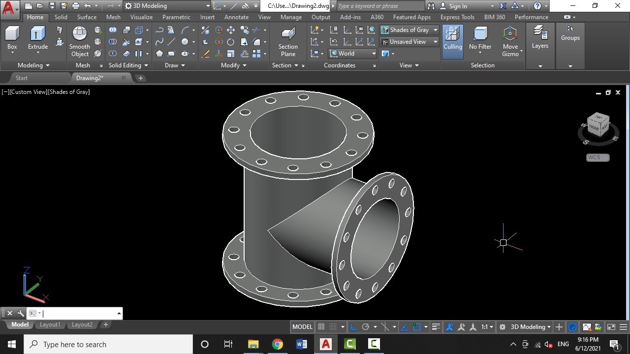 Making a 3d pipe joint in Autocad  || Autocad project