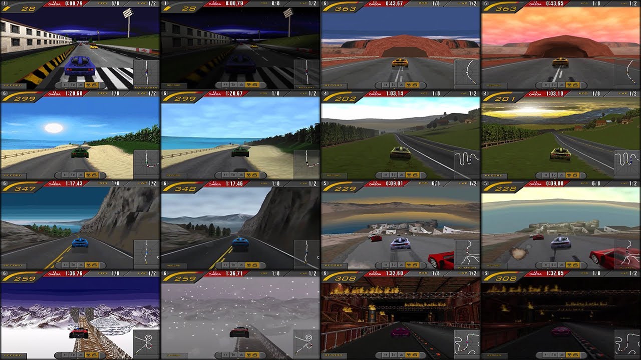 NFS 2 SE - Software rendering vs 3dfx/glide [all tracks]