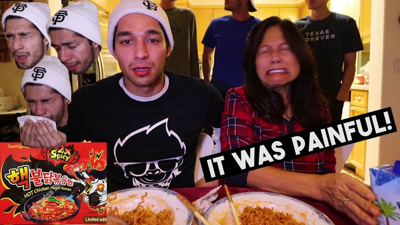 Nuclear Fire Noodle Challenge with my Mom! (2x Spicy Ramen)