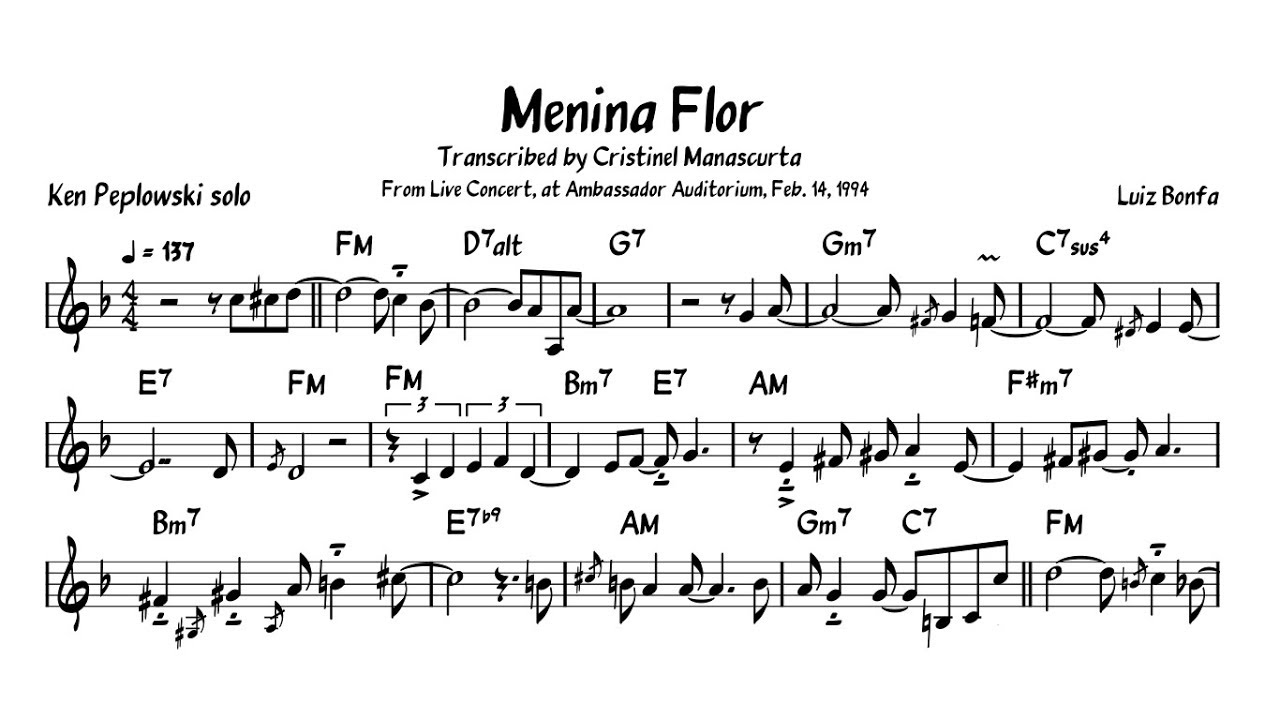 Ken Peplowski - Menina Flor (transcription)