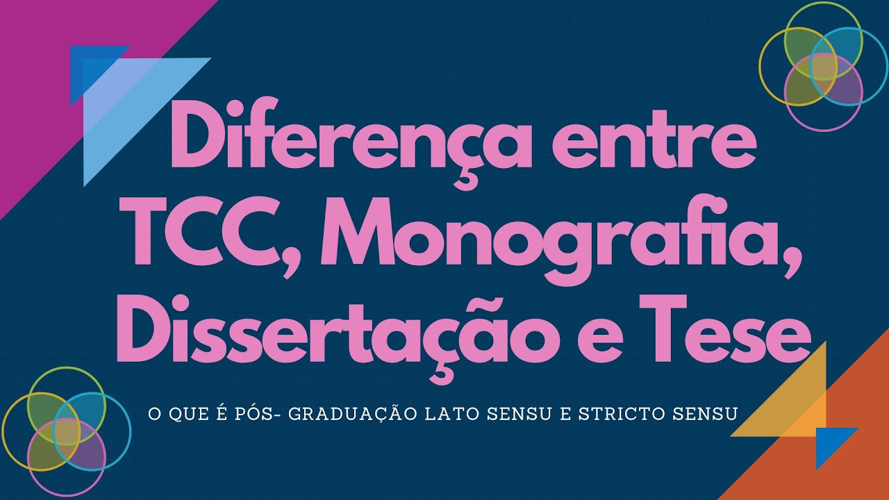 Diferença entre TCC, Monografia, Dissertação e Tese