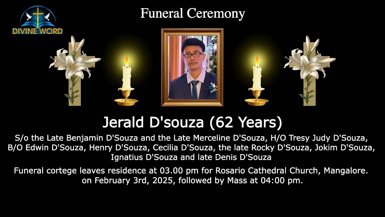 Funeral Ceremony Of Jerald D'souza (62 Years)  Rosario Cathedral Church, Mangalore