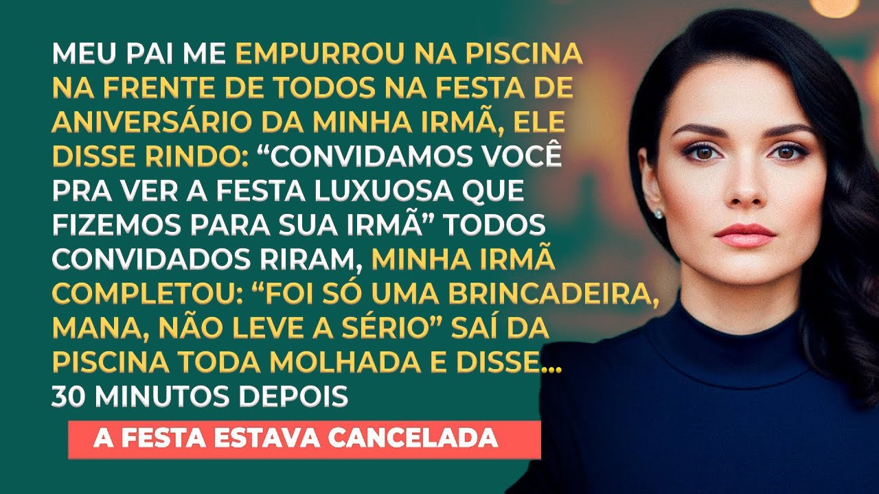 Meu pai me empurrou na piscina na festa da minha irmã, os convidados riram, minutos depois