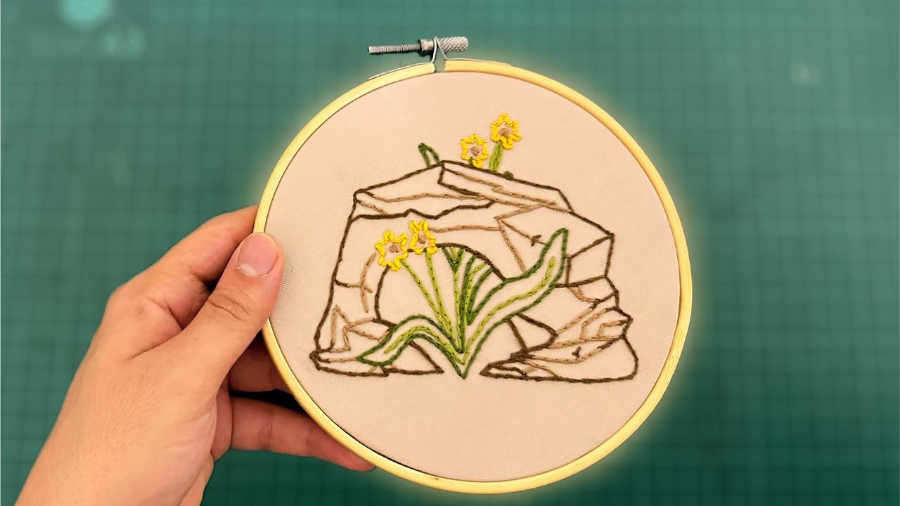 Mountain & Floral Embroidery