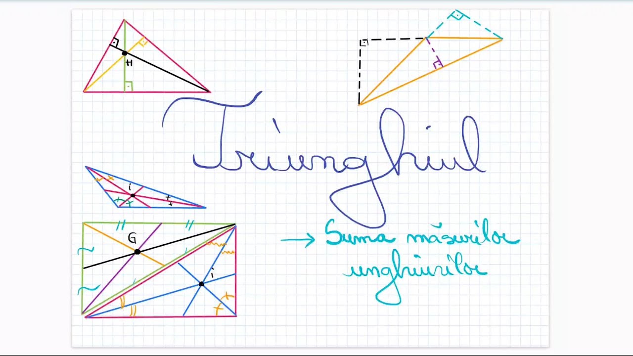Suma masurilor unghiurilor unui triunghi - Triunghiul - Clasa a VI-a