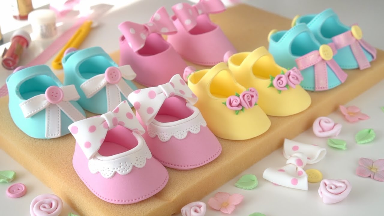 Fondant Baby Shoes Cake Topper Compilation