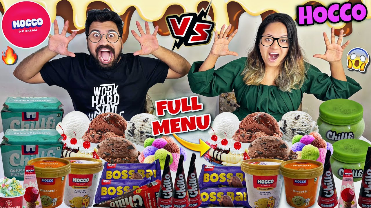 HOCCO ICE CREAM FULL MENU EATING CHALLENGE🥶HOCCO ICE CREAM ALL FLAVOURS🔥😍
