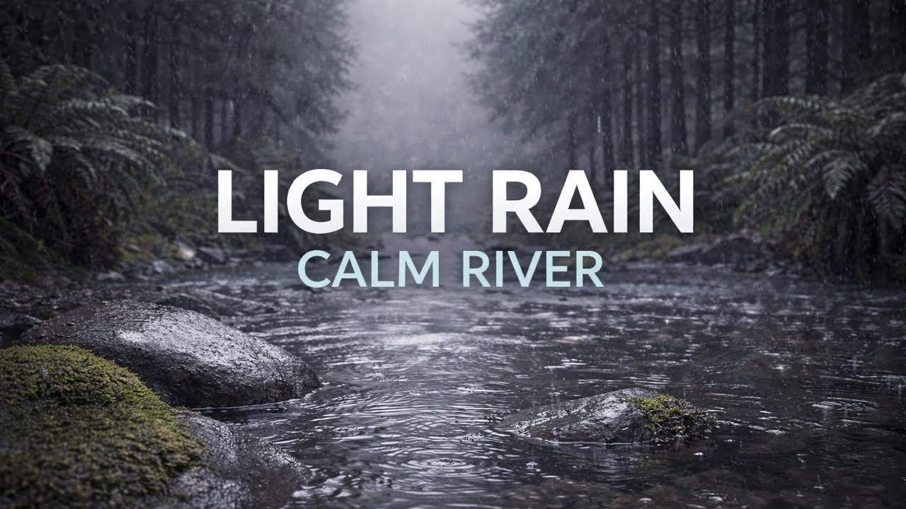 Light Rain & Calm River Sounds 🌧️ 1 Hours Relaxing Water Ambience for Sleep