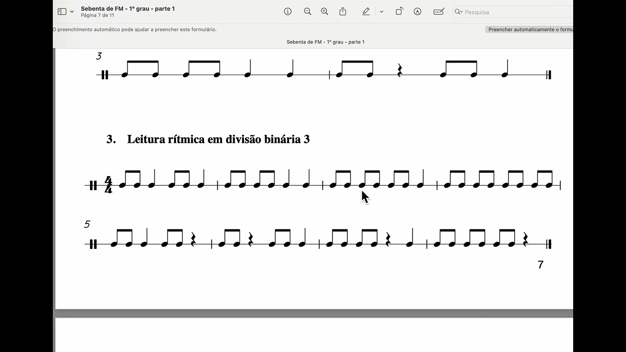Leitura rítmica 3 - sebenta 1, pg. 7 (5º ano)