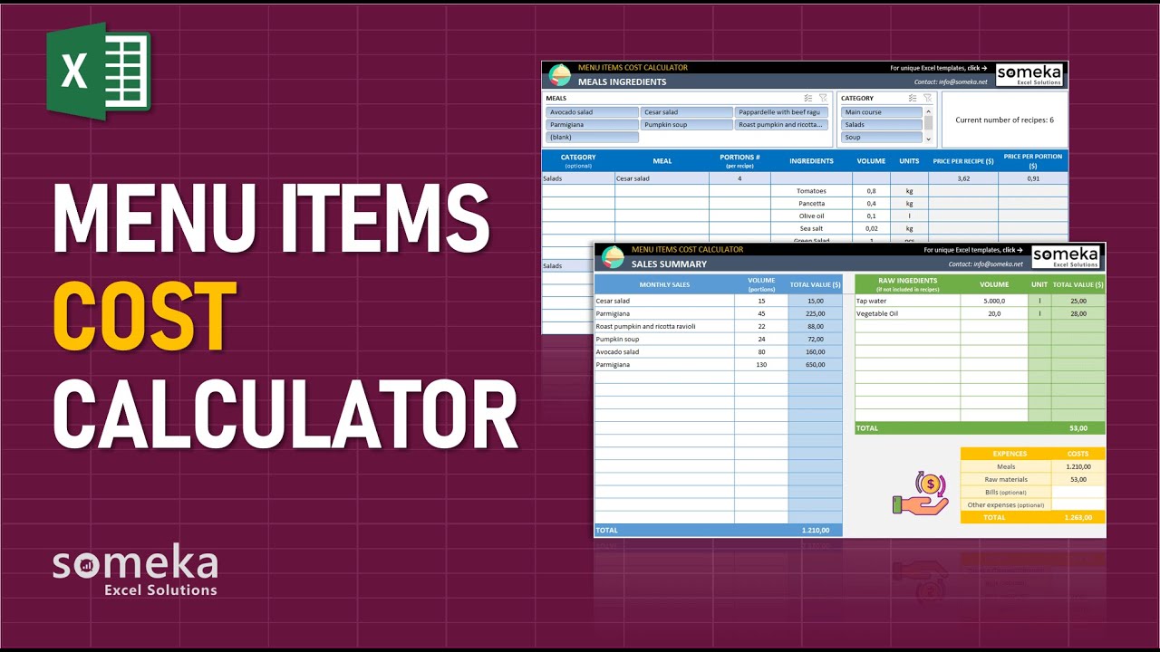 Food Cost Excel Template | Excel Template to Calculate Recipe Cost in a Minute!