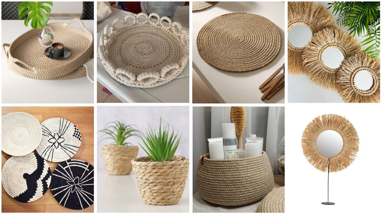 أفكار 💡عندك خيوط او قماش اصنعي ديكورات و منظمات وصواني وجددي ملابس قديمة #diy#craft
