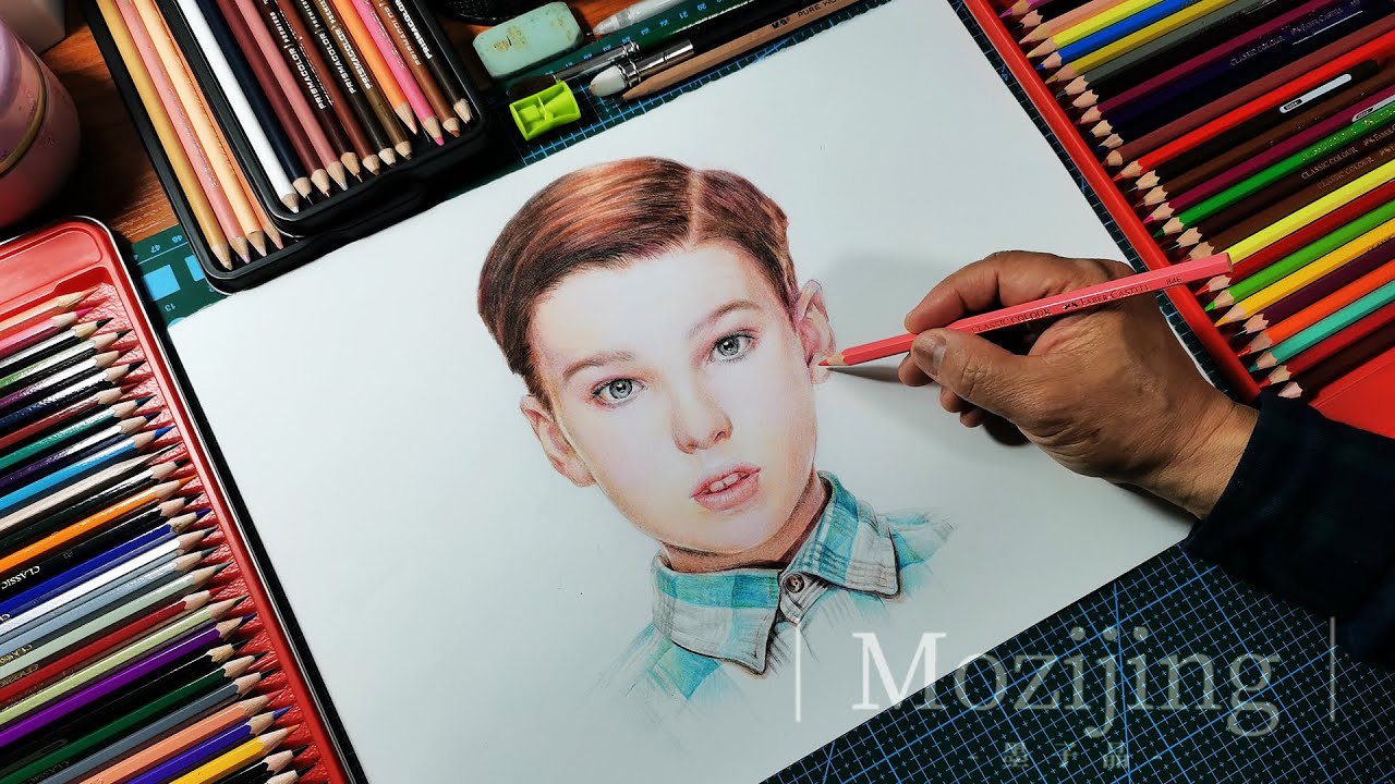 Color pencil drawing(Young Sheldon) | Portrait drawing