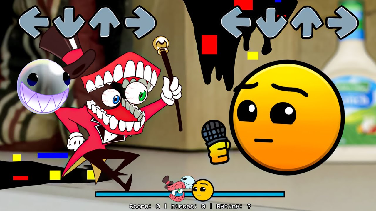 FNF NEW Amazing Digital Circus Episode 2 VS Geometry Dash Sings Sliced |  Fire In The Hole