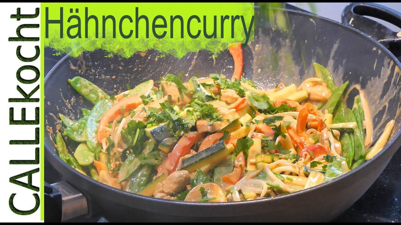 Hähnchencurry mit Gemüse und Kokosmilch. Asiatisch Kochen. Rezept
