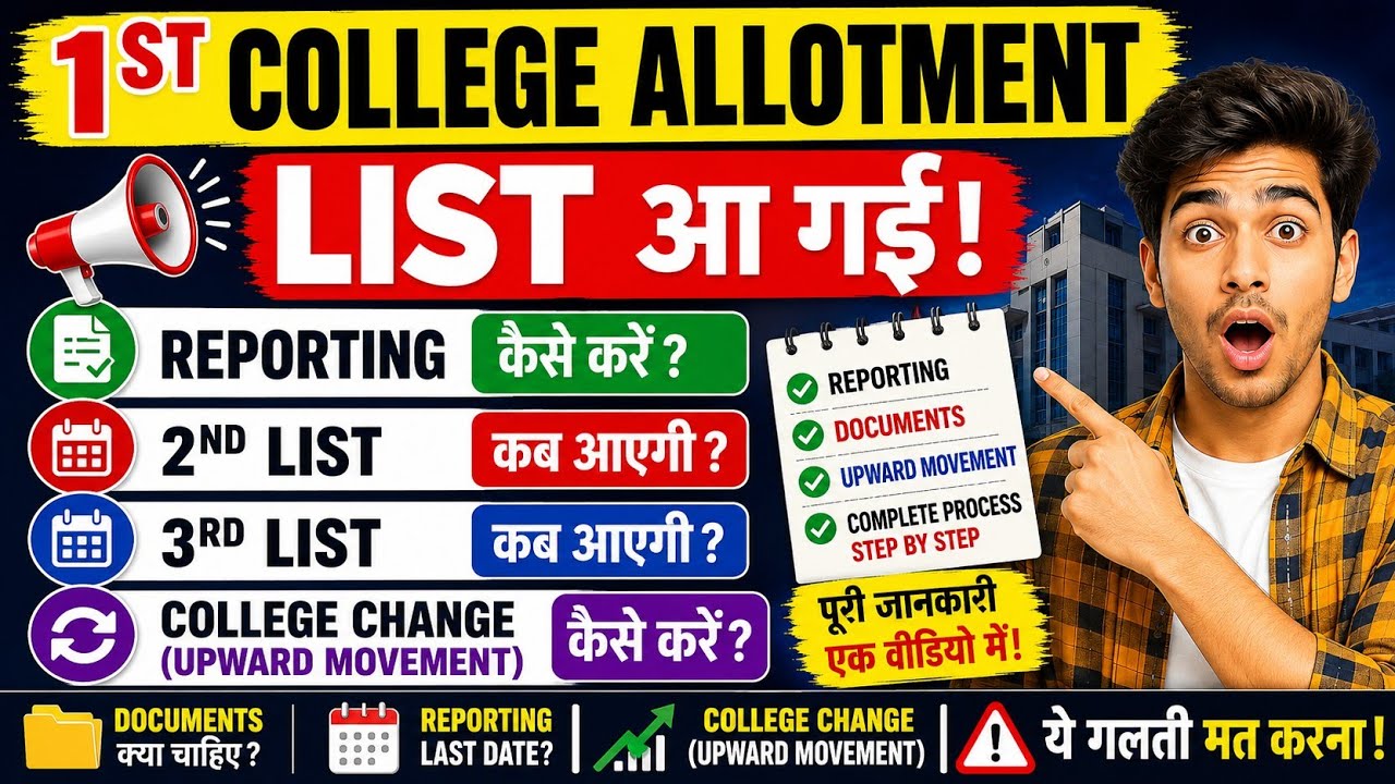 Rajasthan ITI 1st College Allotment List 2026 Out | Reporting, Upward Movement, 2nd & 3rd List Full