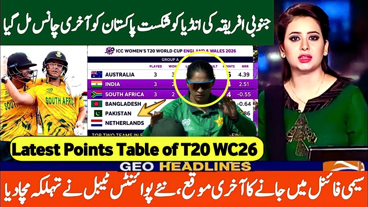 Today Latest Points Table | Qualifications Scenario of PAK W Team for Semi Final After SA W Beat IND