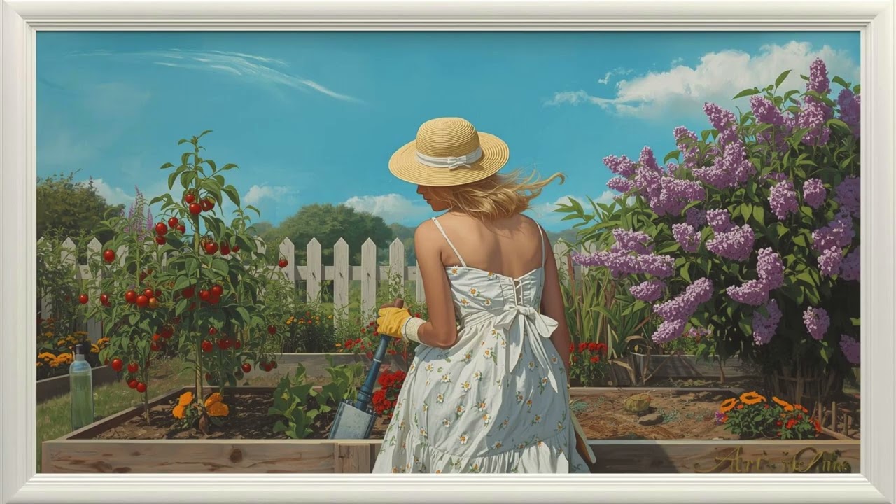 Gardening in the Sun | Frame TV Art | screensaver | jardinería al sol | protector de pantalla