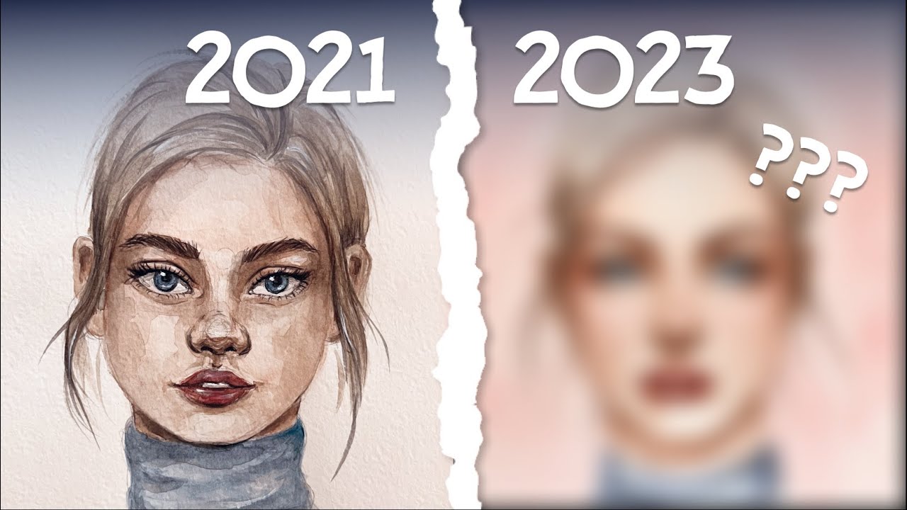 Перерисовываю старые рисунки, ч.1 (и немного о мотивации) Redraw watercolor portrait