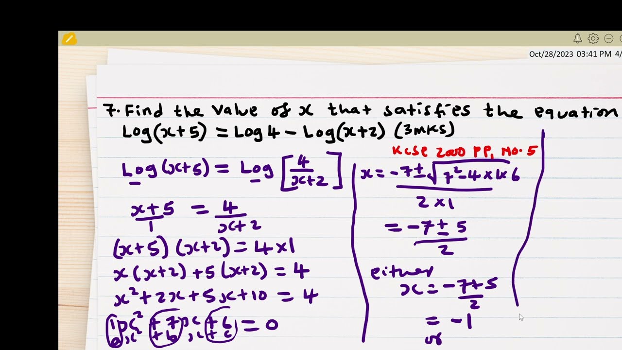 MATH: FORM3: FURTHER LOGARITHM: LESSON 2