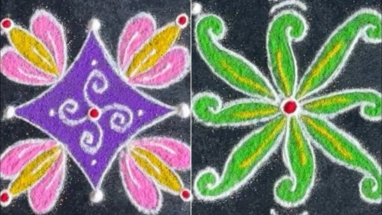 3x3 dot Rangoli | Two types of rangoli ideas 