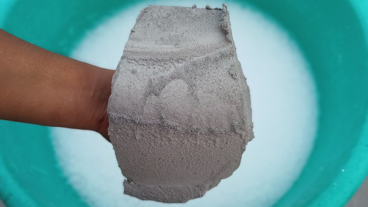 ASMR Very Soft Dusty Pure Cement Chunks dipping Crumble on Milky Water 🌊🌊🌊🌊