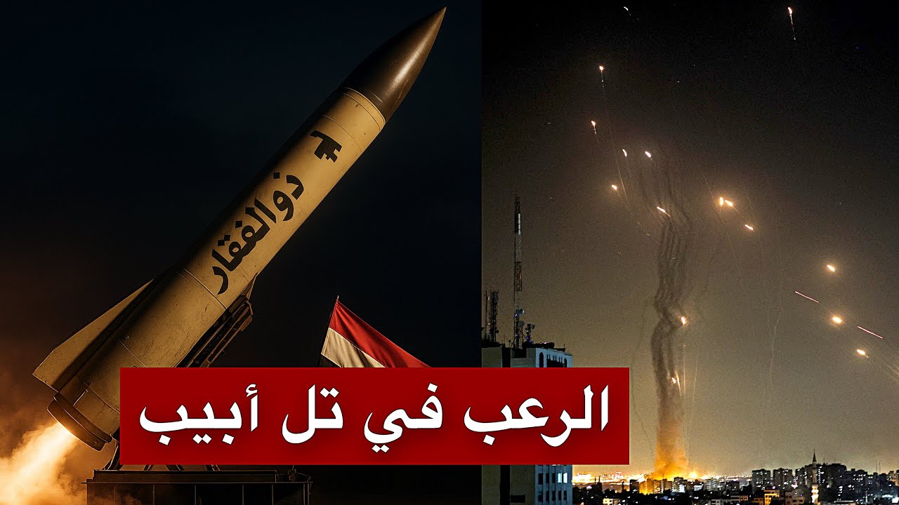 عاجل | رشقة صاروخية ضخمة من اليمن تشعل سماء تل أبيب ويتصدرها صاروخ “ذو الفقار”