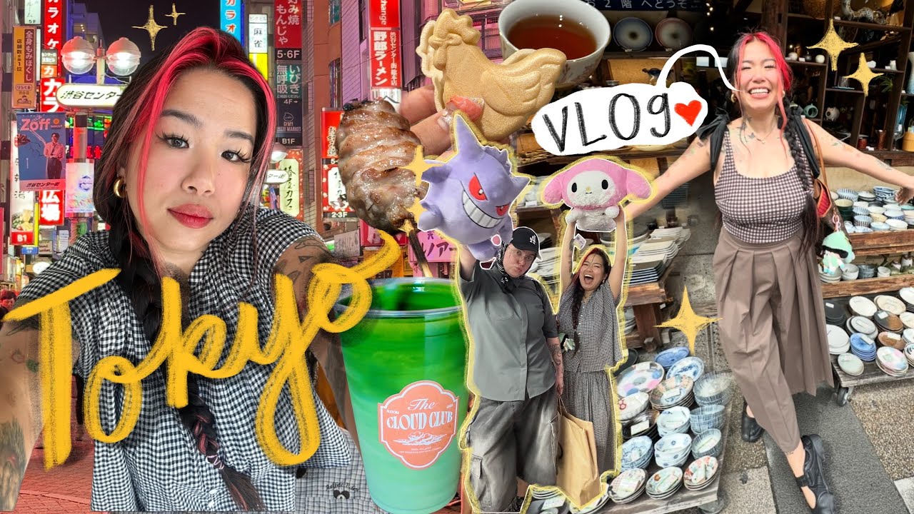 Japan vlog ♡ shopping with Cass, kappabashi street, what we ate, chicken omakase, gyukatsu, pancakes