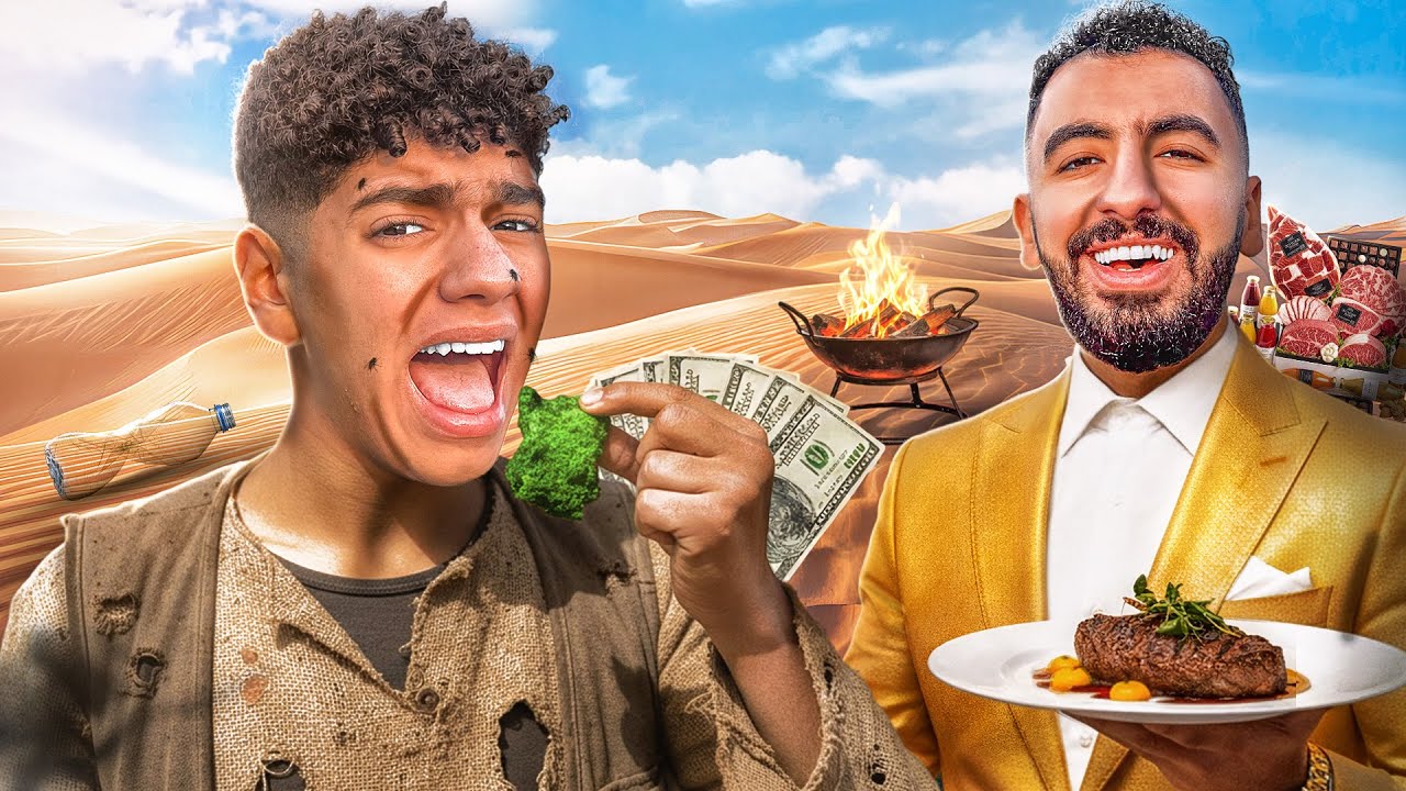تحدي البقاء علي قيد الحياه في الصحراء 🏝️لمدة 24 ساعة بين الغني والفقير 😱( يوسف راح فيها !🤕💔)