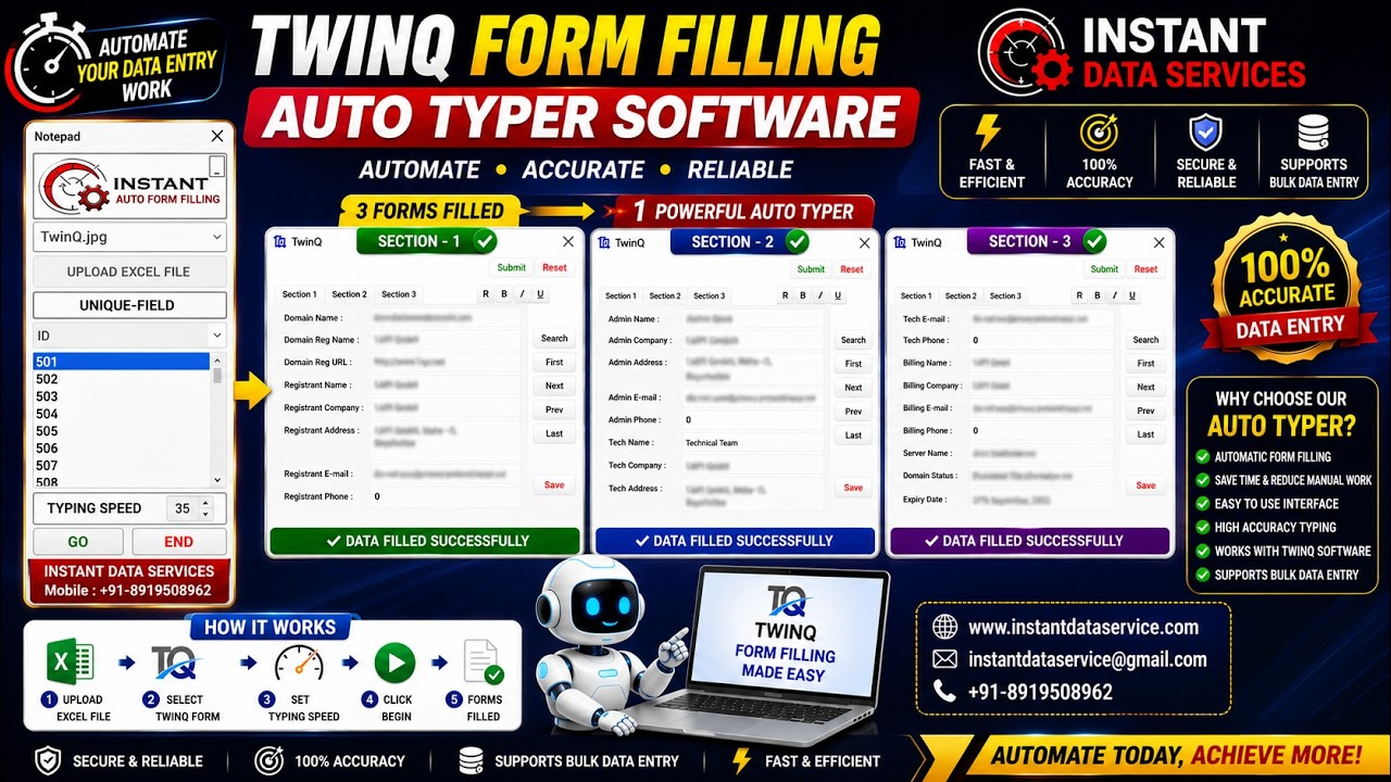 TwinQ Automatic Typing, Data Entry & Form Filling Automation