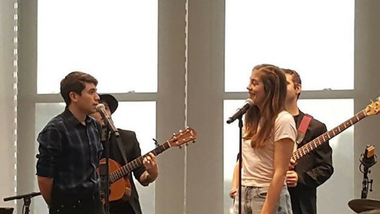 Noah Galvin and Laura Dreyfuss singing 