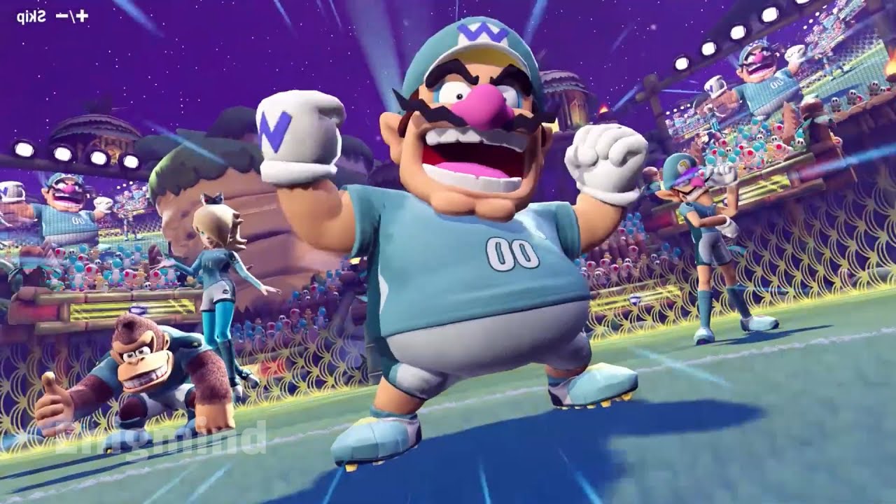 WARIO ENTRANCE COMPARISON Mario Strikers Battle League VS Super Mario Strikers VS Strikers Charged