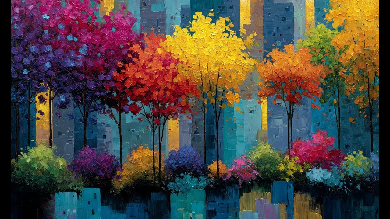 A mix of contemporary impressionism, color expressionism, and surreal digital art.