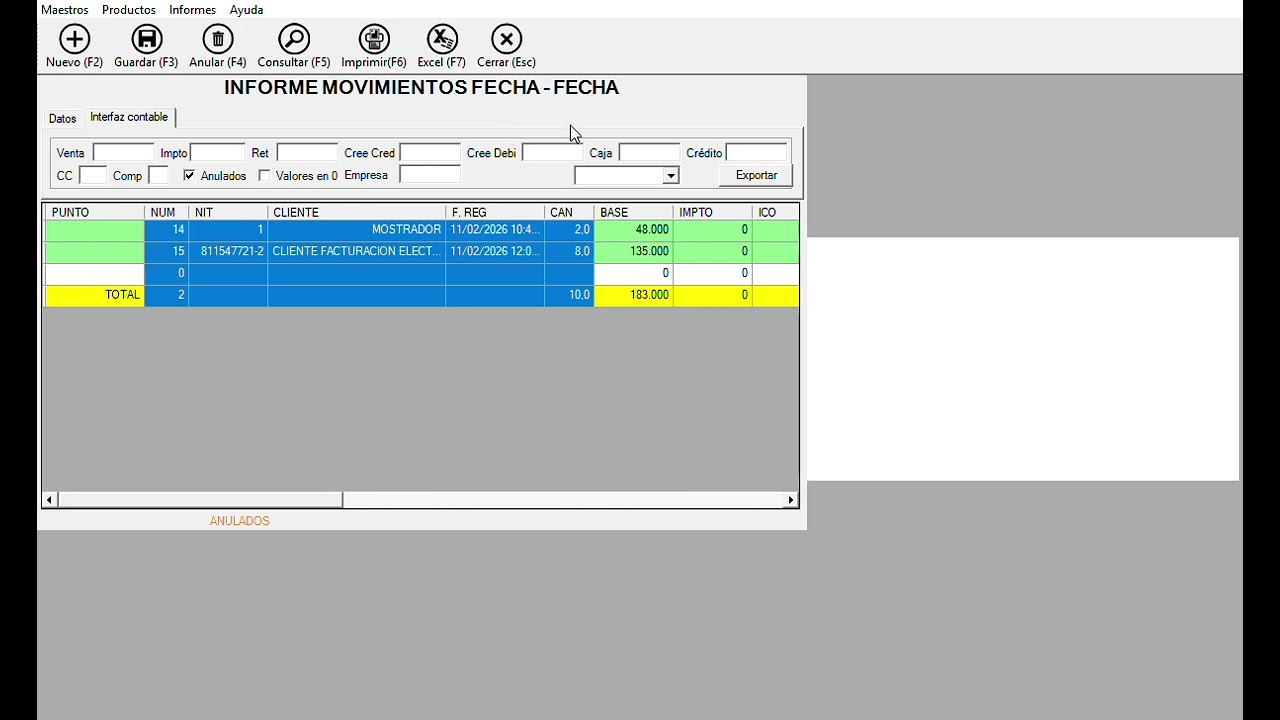 todos informes informe movimientos fecha fecha interfaces siigo 4 con movimientos
