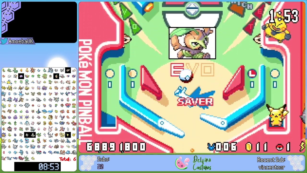 Pokemon Pinball: Ruby&Sapphire Complete Pokedex Speedrun in 5:50:24 (World Record)