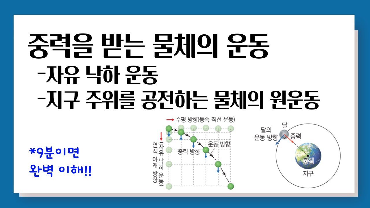 [개정 통합과학] 중력을 받는 물체의 운동 l 자유 낙하 운동, 지구 주위를 공전하는 물체의 원운동