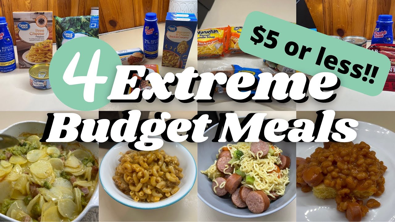 4 EXTREME BUDGET MEALS || UNDER $5 EACH || FEEDING YOUR FAMILY ON A BUDGET