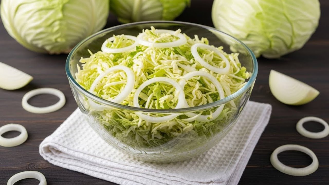 AUTHENTIC German Cabbage Salad! (PERFECT Cabbage Recipe with Vinegar & Onions)