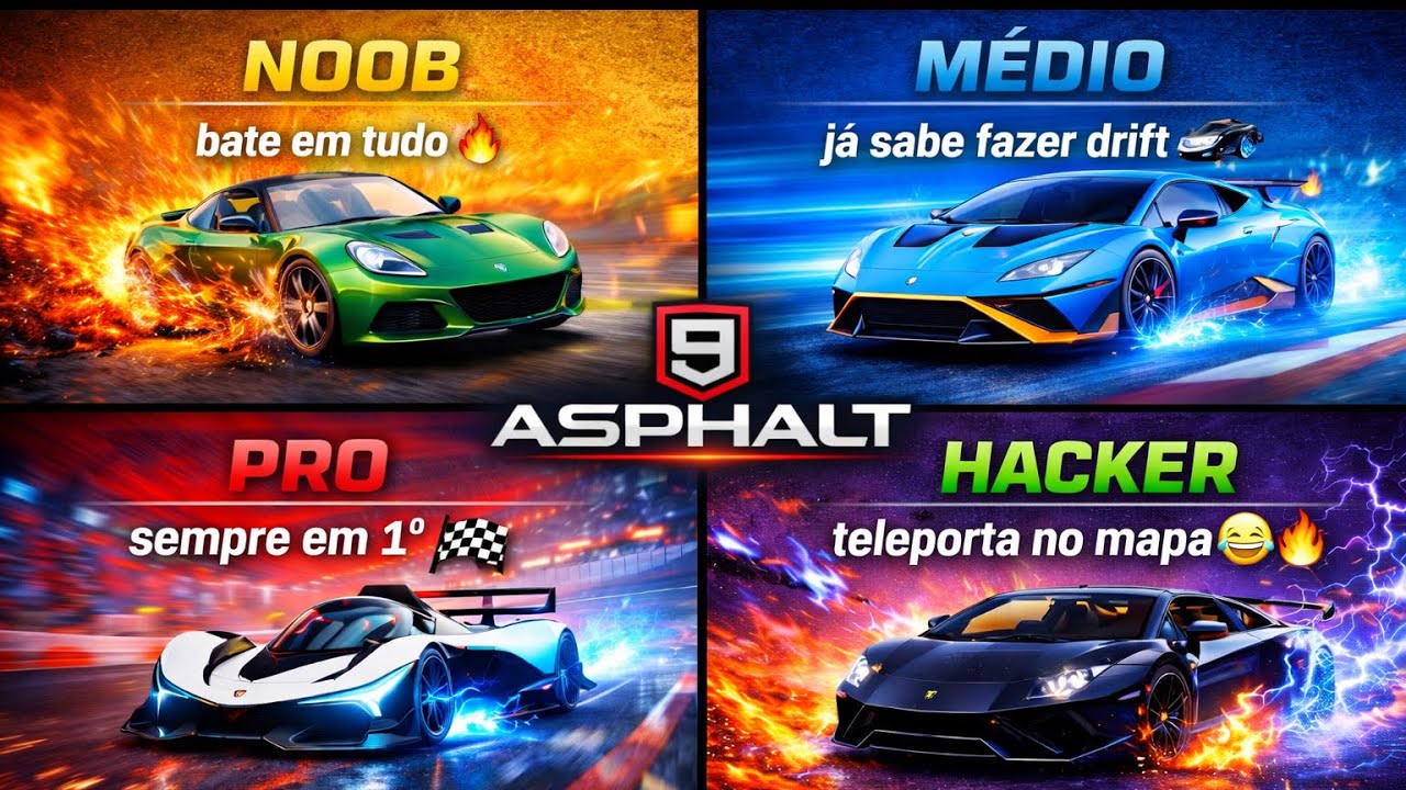 😱Noob vs medio vs pro vs hacker Asphalt 9✨