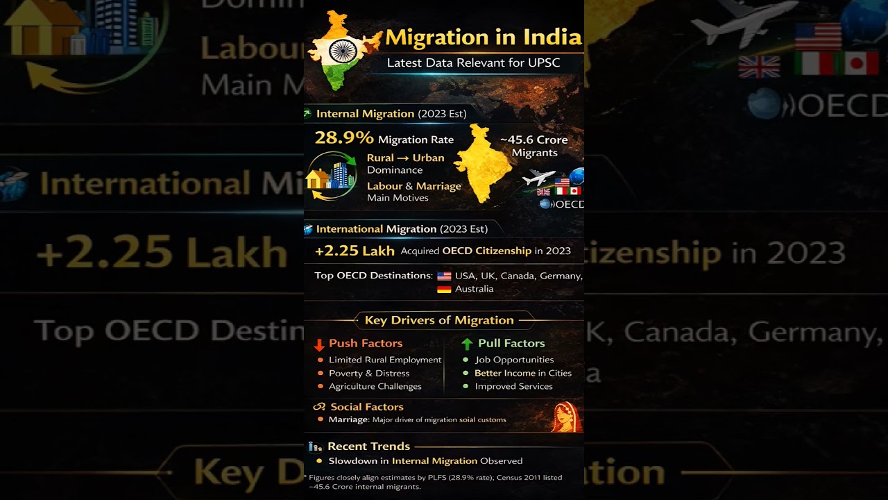 "Migration in indian: Latest trends & key data for UPSC(2025)". 
