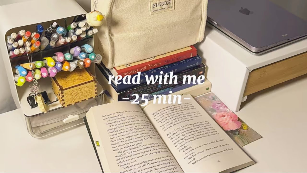 read with me 📖🌙 | 25min with piano & rain sounds