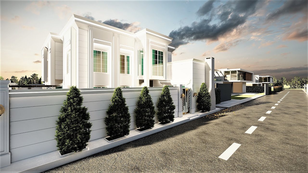 تصميم فيلا خارجي على الطراز النيو كلاسيك واجهة و لاند سكيب | Neo Classic exterior design of a villa