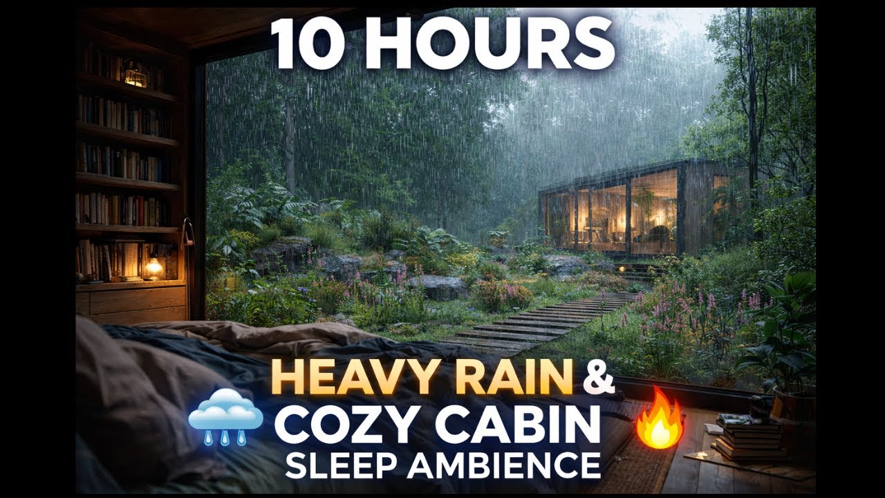 10 HOURS HEAVY RAIN SOUNDS 🌧️ COZY FOREST HOUSE FOR DEEP SLEEP