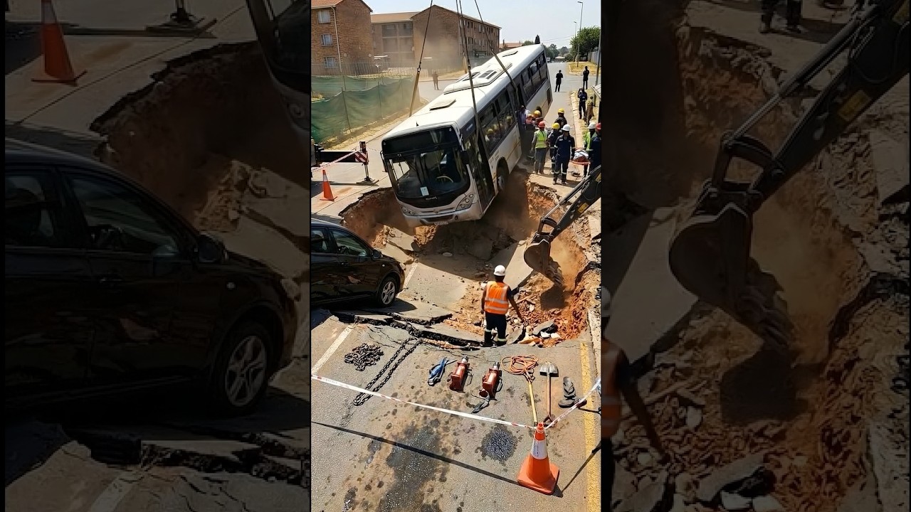 Collapsed Road Fixed After Bus Rescue.